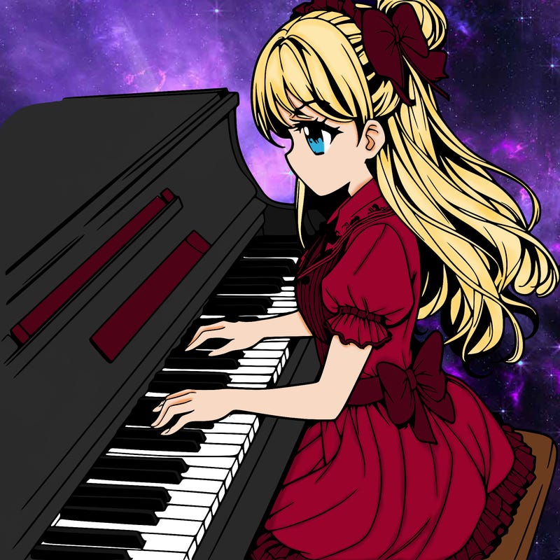 manga girl piano