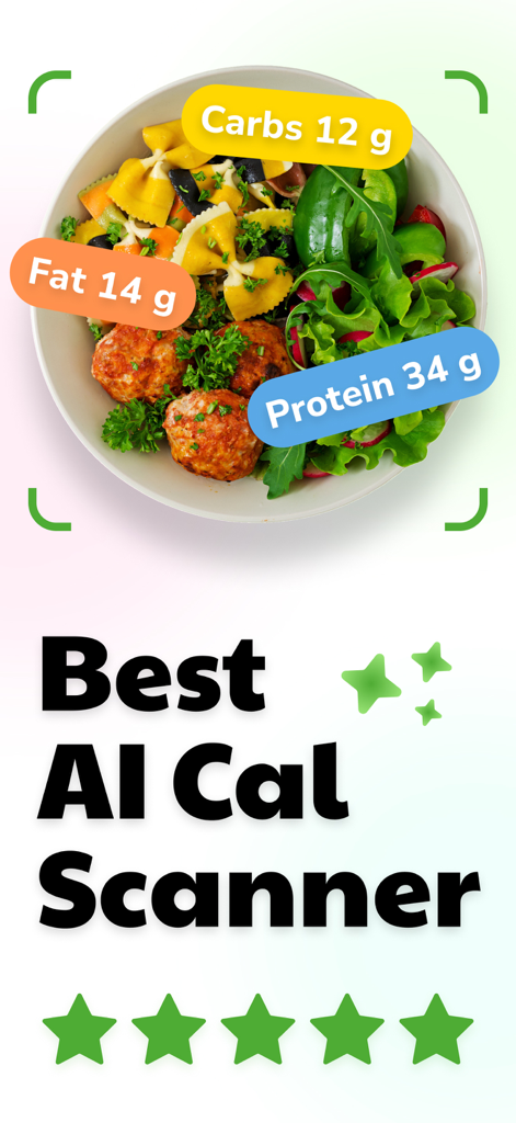 AI Food Scanner: Track Calorie - AI food scanner app displaying protein, carbs, and fat macros for a healthy meal.