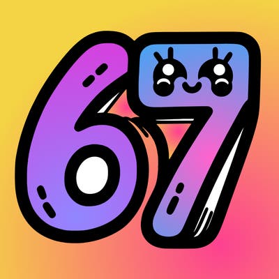 the numbers 67
