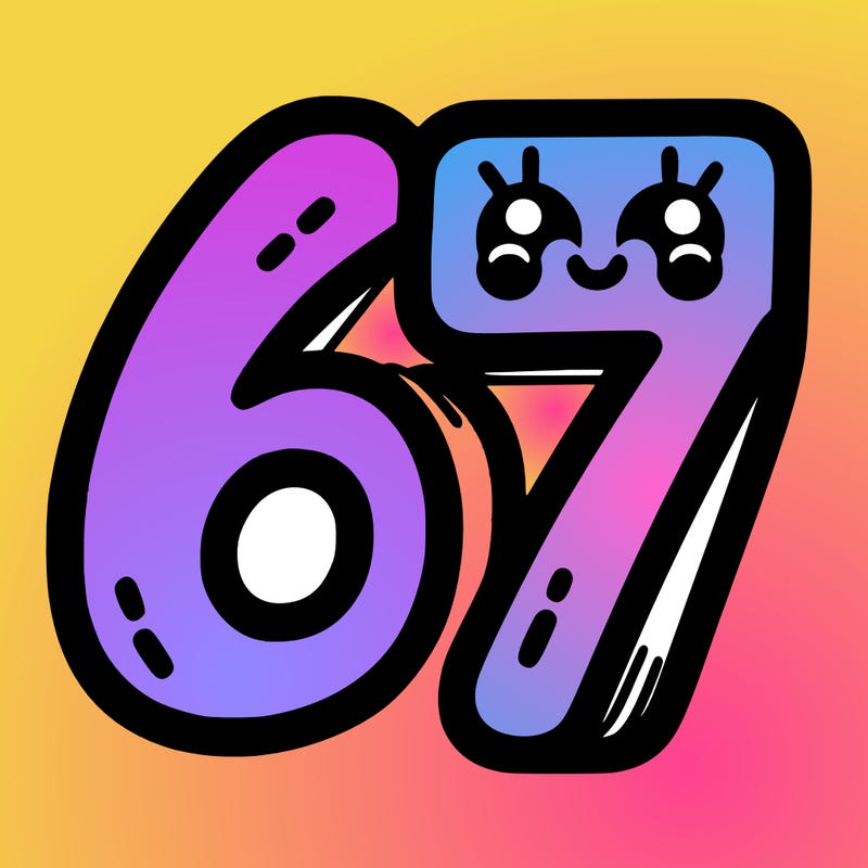 the numbers 67