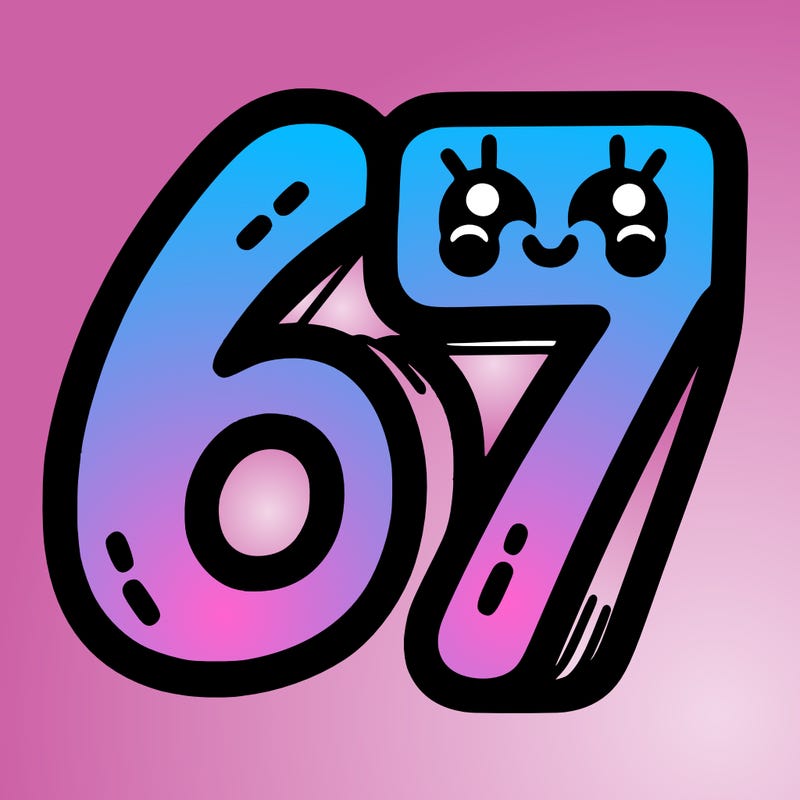 the numbers 67