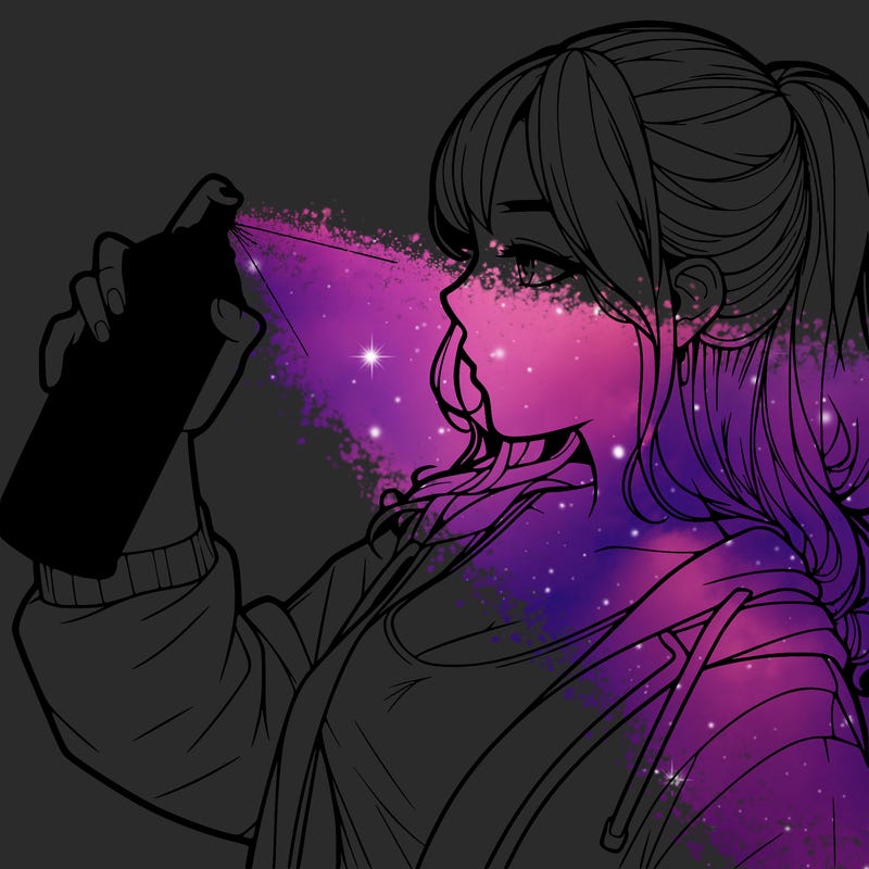a realistic girl spray, painting