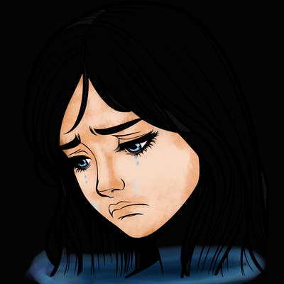 depressed realistic girl crying