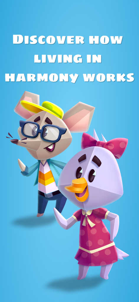 Mayority - Two cartoon characters from the Mayority app under the text Discover how living in harmony works