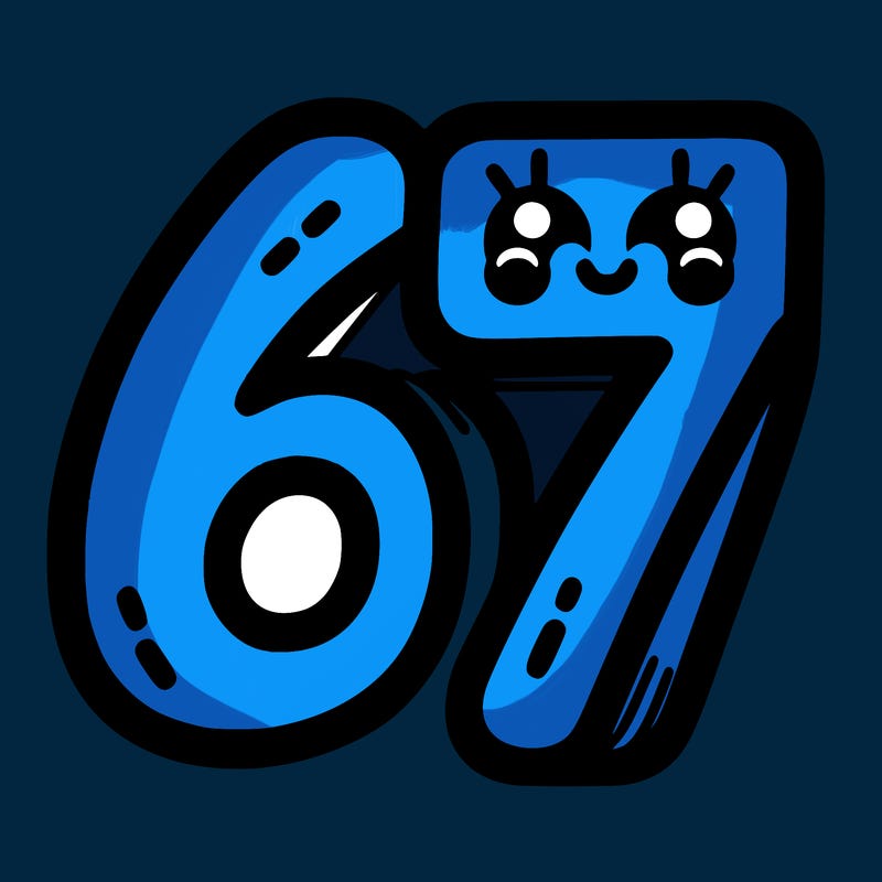 the numbers 67