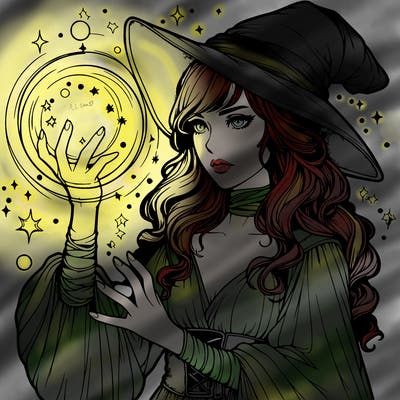 realistic women sorcerer using magic