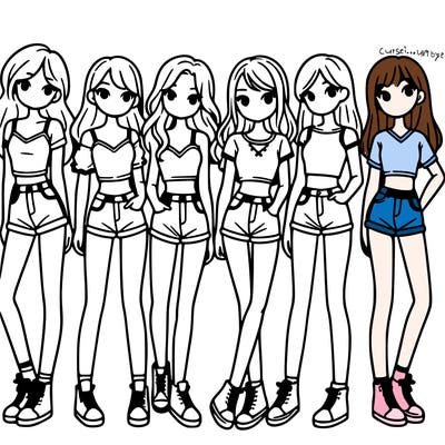 a group of girls wearing crop tops and shorts