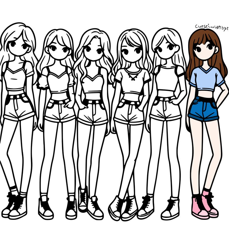 a group of girls wearing crop tops and shorts