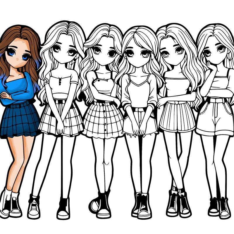 a group of girls realistic