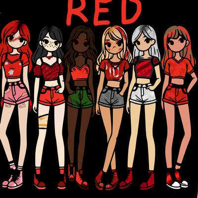 a group of girls wearing crop tops and shorts