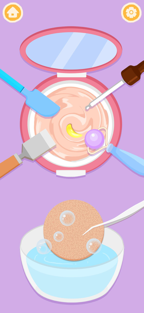 Satisfying ASMR Makeup Games - Un cipria rosa viene mescolata con strumenti di bellezza e una spugnetta viene lavata in una ciotola di acqua saponata