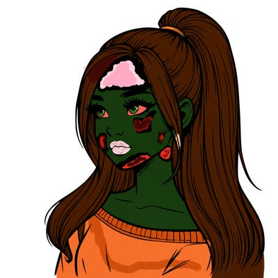 realistic girl with a high ponytail