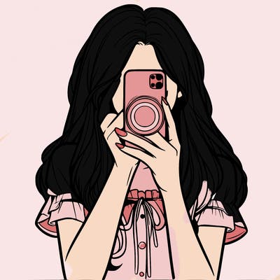 a realistic girl holding her phone taking pictures