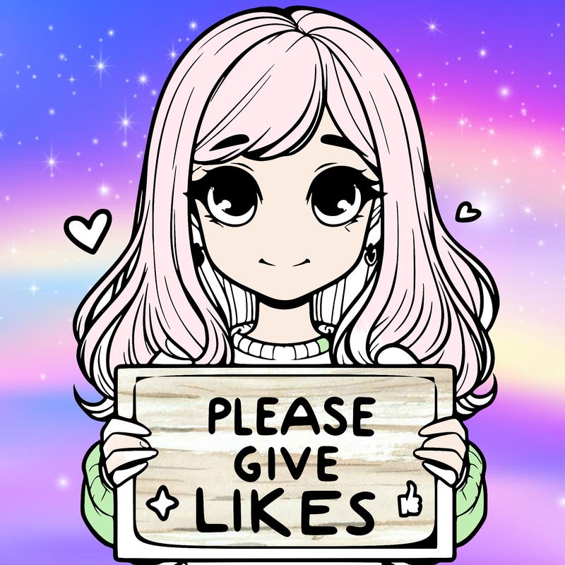 realistic girl that is holding a sign that says please give likes