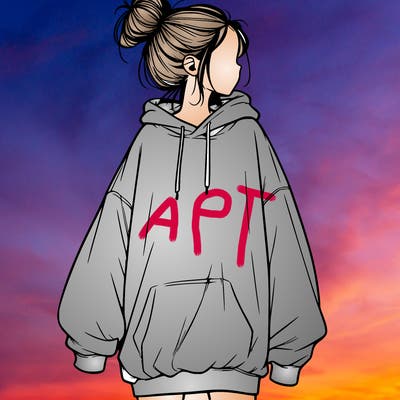 realistic girl with a oversized sweatshirt on and a bun