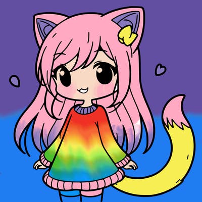 girl with cat ears and tail