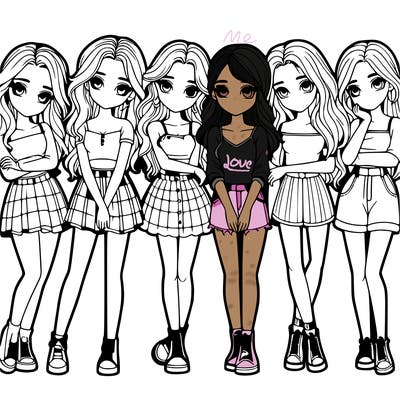 a group of girls realistic