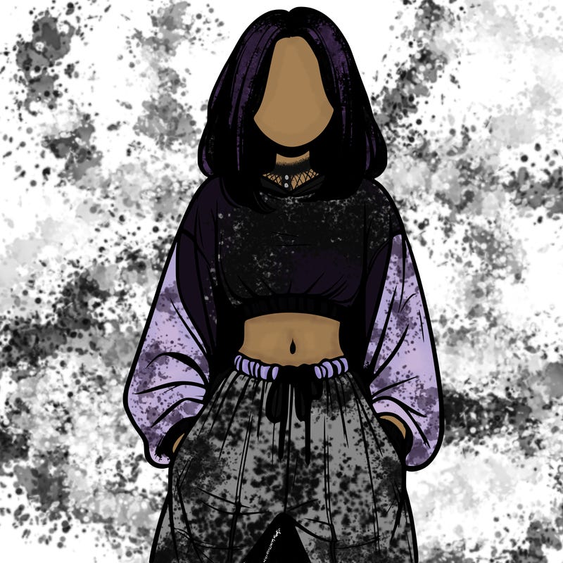 realistic girl faceless with baggy pants and a crop top