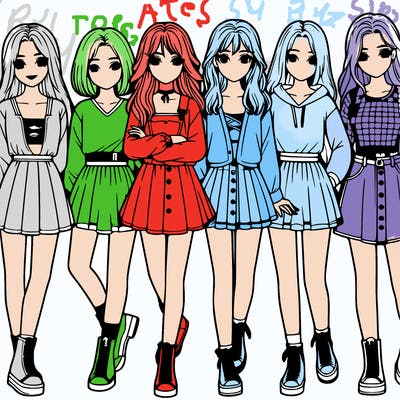 a group of girls realistic