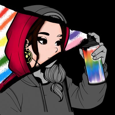 a realistic girl, spray painting