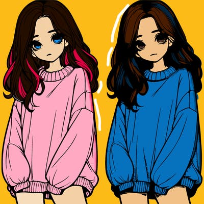 realistic girl with baggy sweater