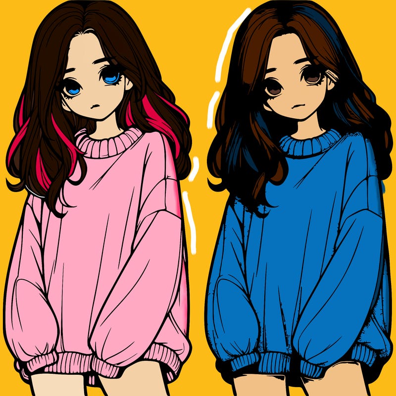 realistic girl with baggy sweater