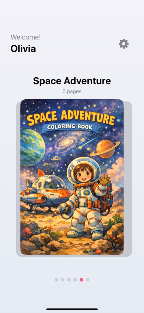 KidsFun Coloring Books - オリビアのユーザープロフィール向けの宇宙冒険お絵かき帳のKidsFunお絵かき帳アプリ