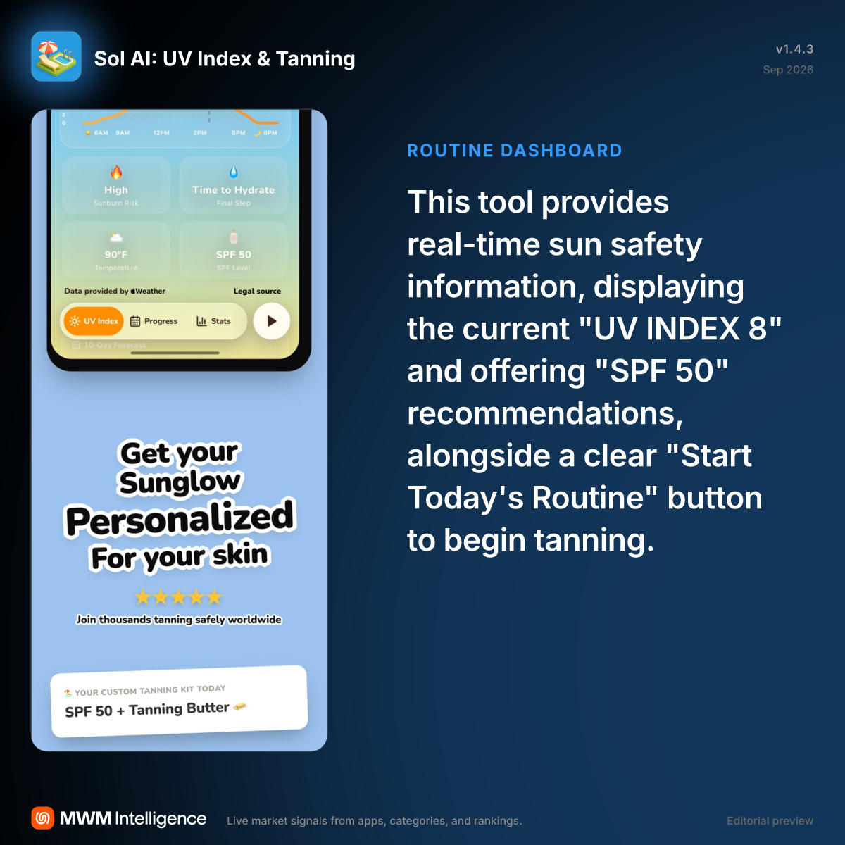 Sol AI: UV Index & Tanning - Weather App | MWM