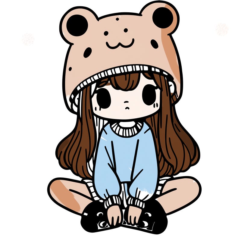 a girl wearing a frog hat and some frog socks