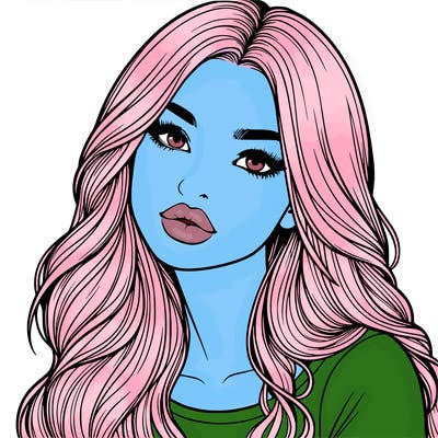 realistic girl with hair on her hair and lips