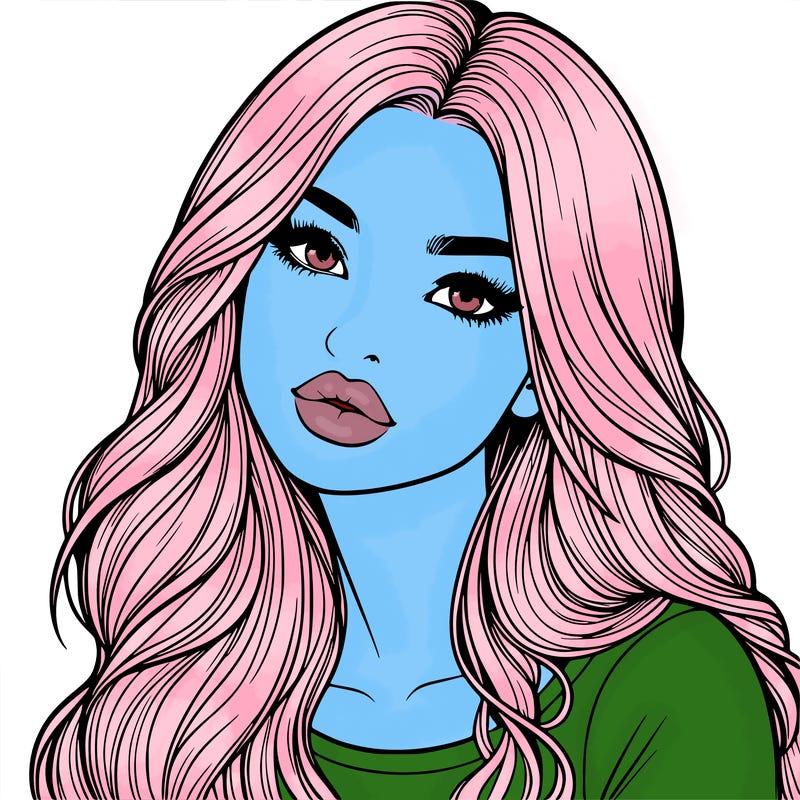 realistic girl with hair on her hair and lips