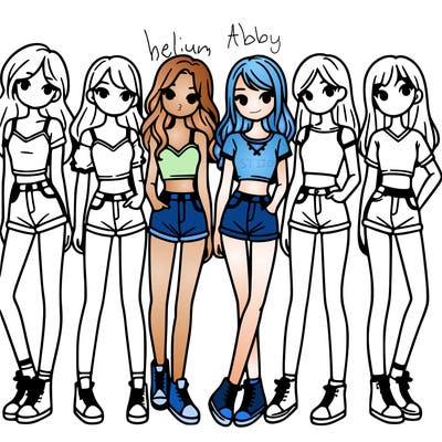 a group of girls wearing crop tops and shorts