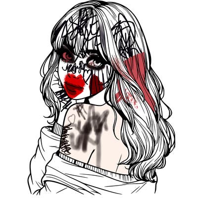 realistic girl with bangs looking over her shoulder