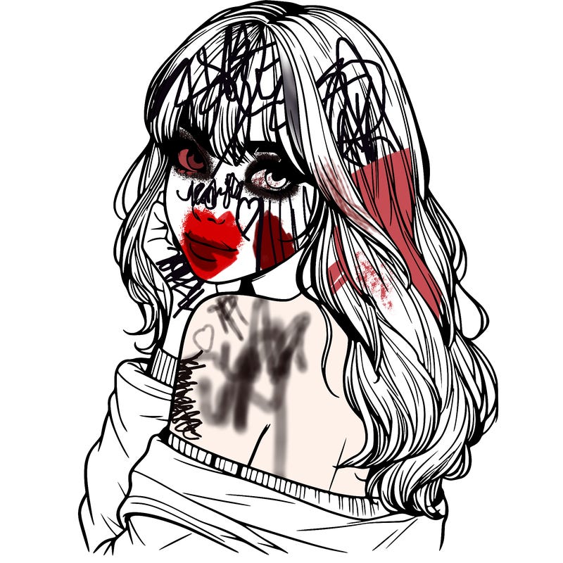 realistic girl with bangs looking over her shoulder