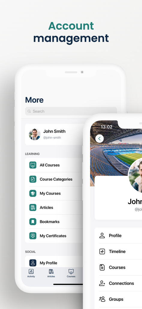 Soccer Coaches Hub - Soccer Coaches Hub app interface showing the account management and profile dashboard for coaches