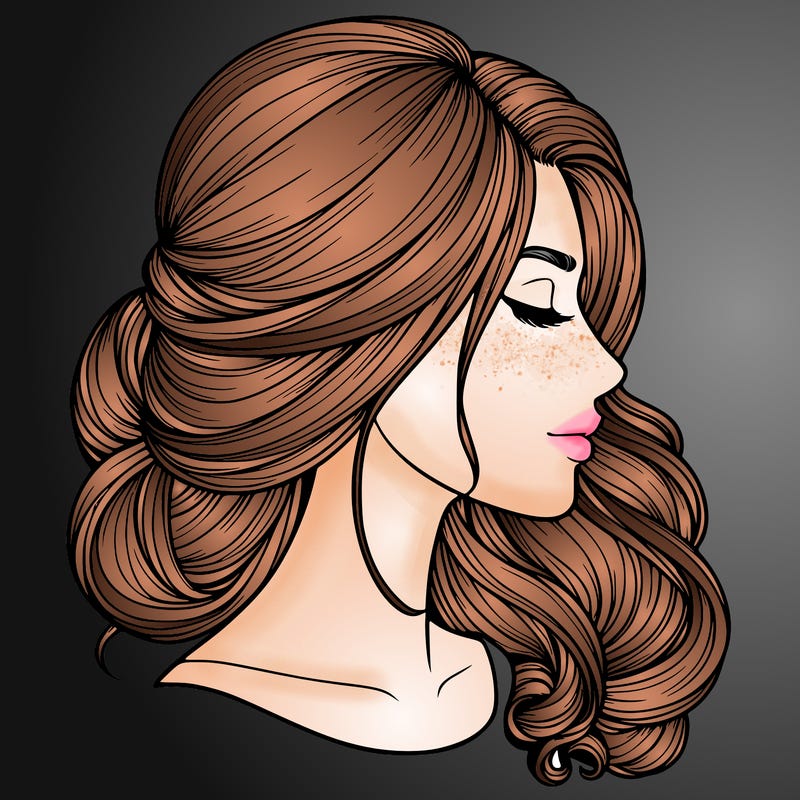 realistic woman's head & hair