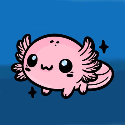 cute easy baby axolotl