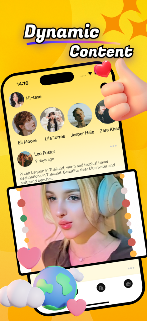 Screenshot of the Jourry app interface displaying dynamic content, traveler profiles like Eli Moore and Lila Torres, and a video call overlay.