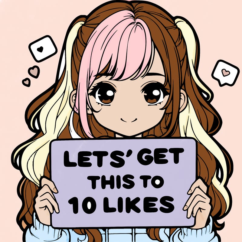 girl holding up sign that says let’s get this to 10 likes realistic