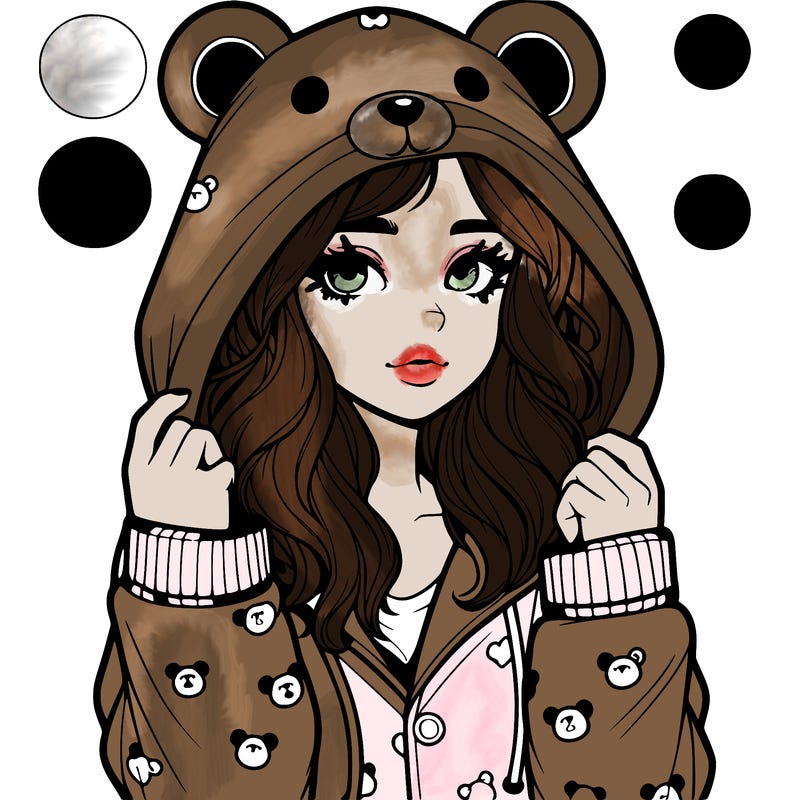 realistic girl in a animal pjs hoodie