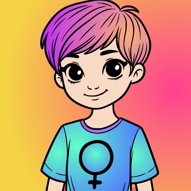 girl with pixie cut and feminist shirt