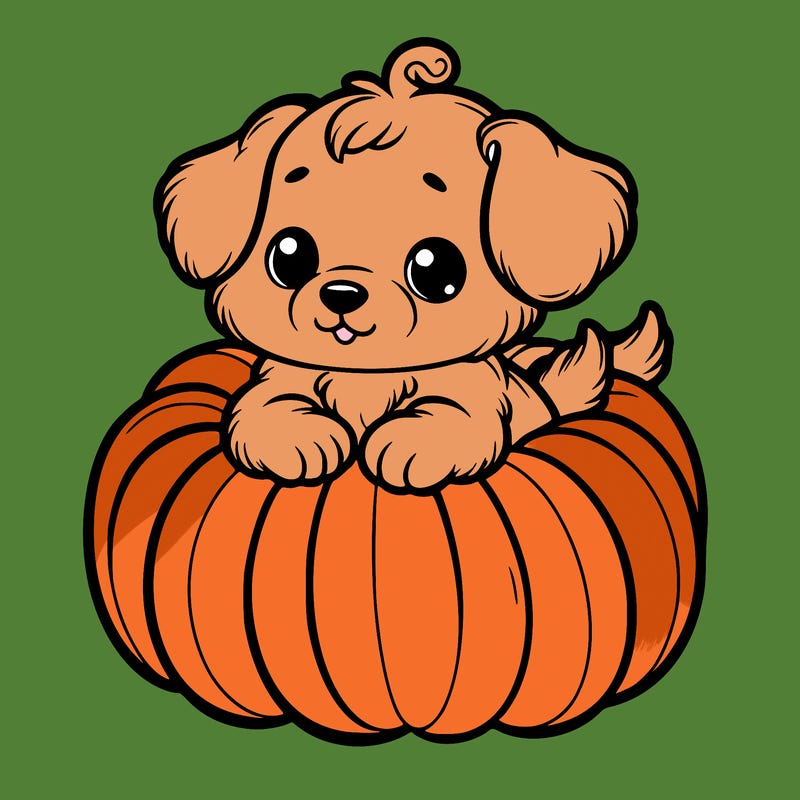 cute little puppy in a pumpkin