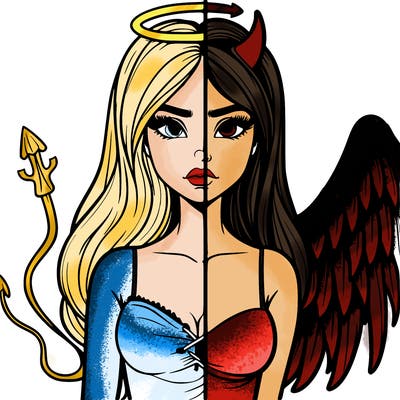 devil vs angel realistic girl