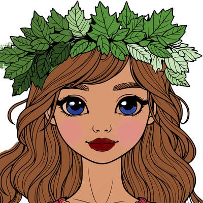 realistic girl with fall leaf crown