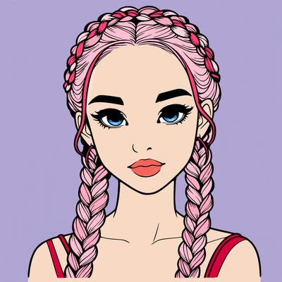 realistic girl with braids