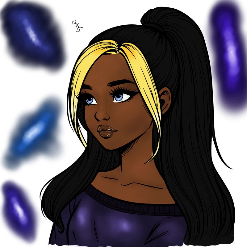 realistic girl with a high ponytail