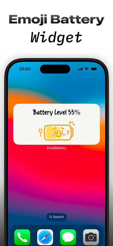 Emoji Battery Widget - Emoji Battery Widget showing a cute battery character on an iPhone screen