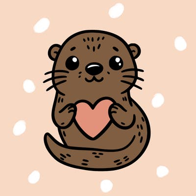 otter with a heart