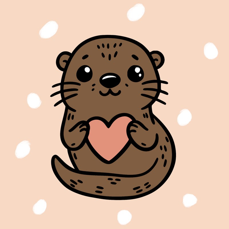 otter with a heart