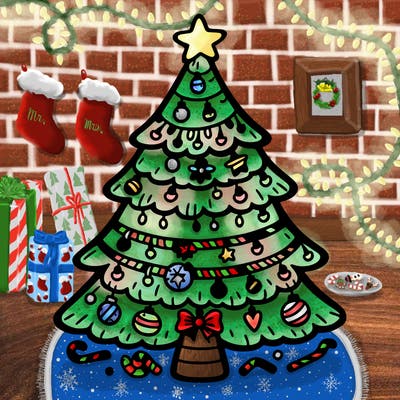 christmas tree with lots of details